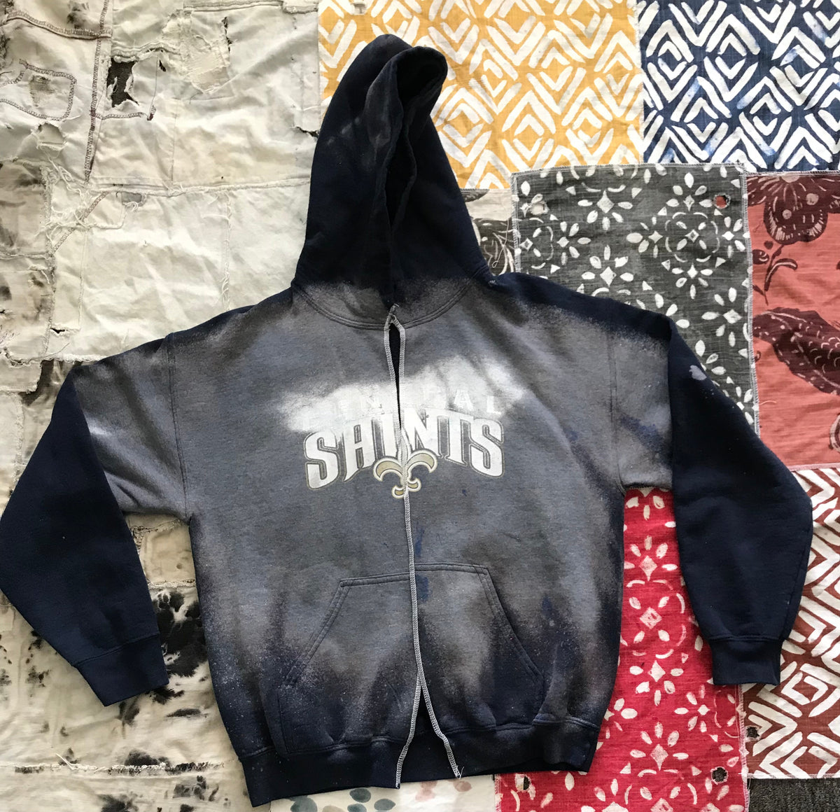 Saint Split Bleached Spray Painted Hoodie by W/Love, photo 3