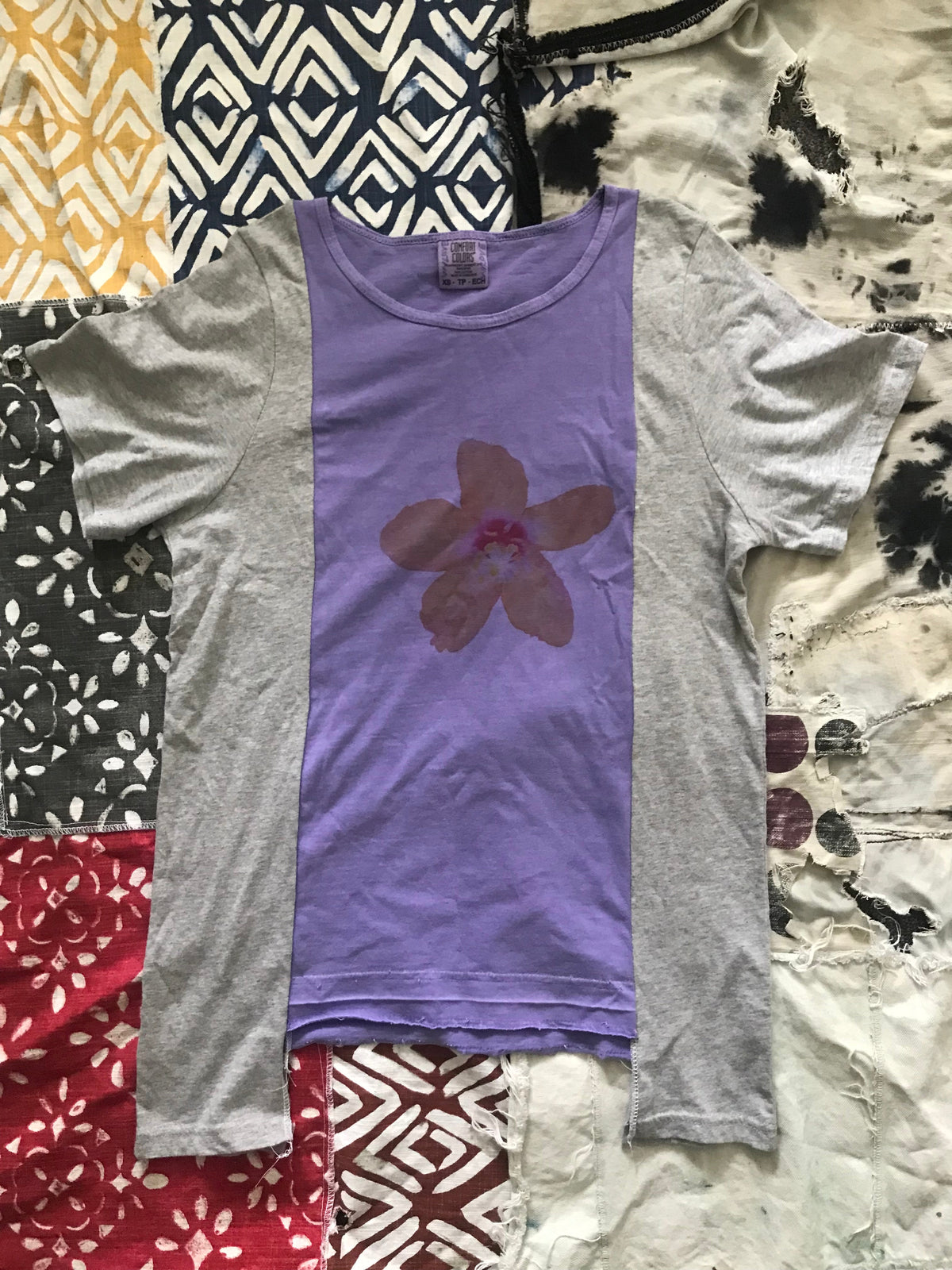 Purple and Gray Starflower Reconstructed Tee by W/Love