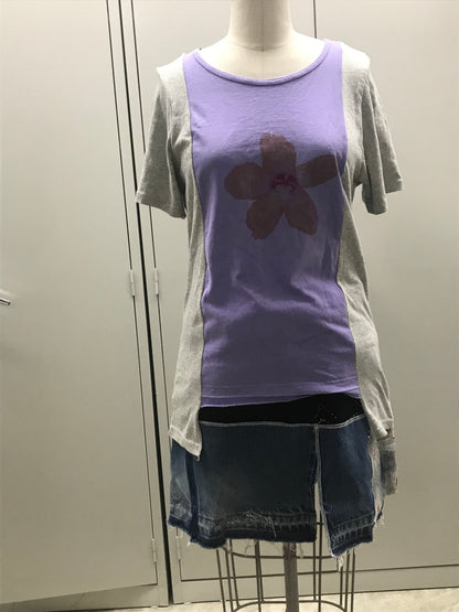 Purple and Gray Starflower Reconstructed Tee by W/Love, photo 4