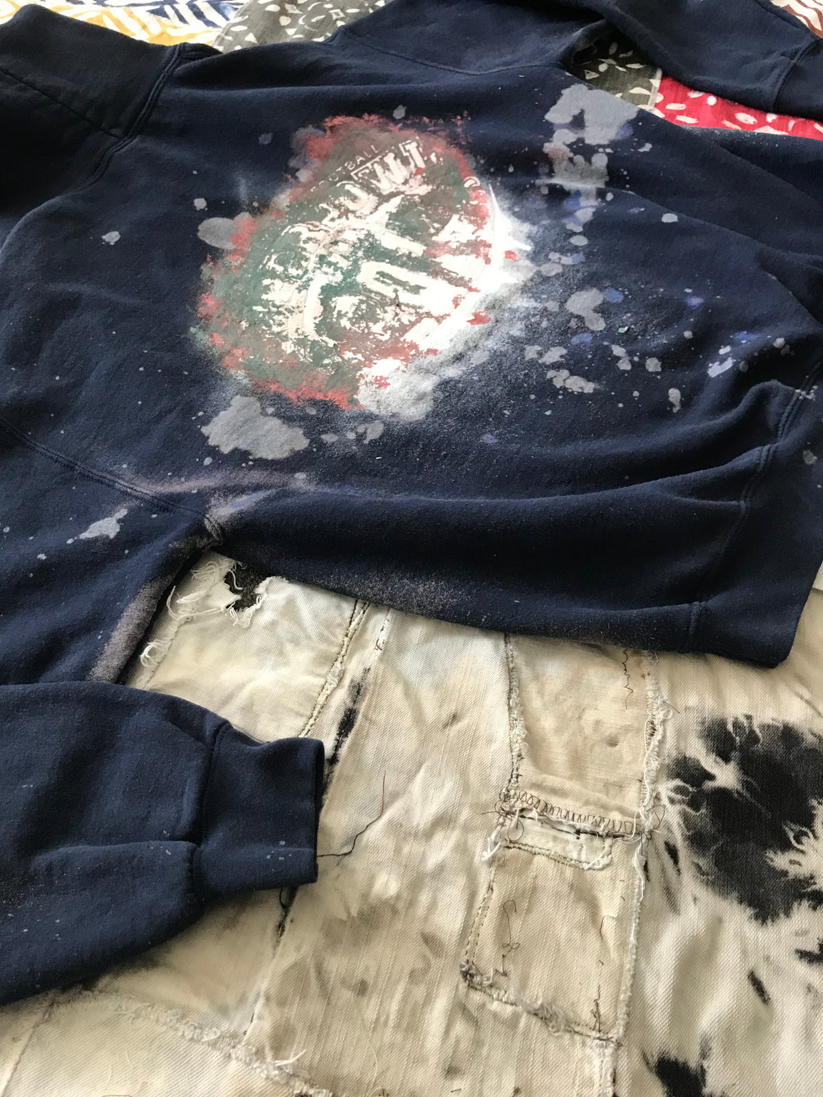 Saint Split Bleached Spray Painted Hoodie by W/Love