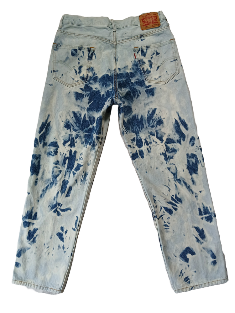 Upcycled Levi's 550 Bleached Denim Boyfriend Jeans