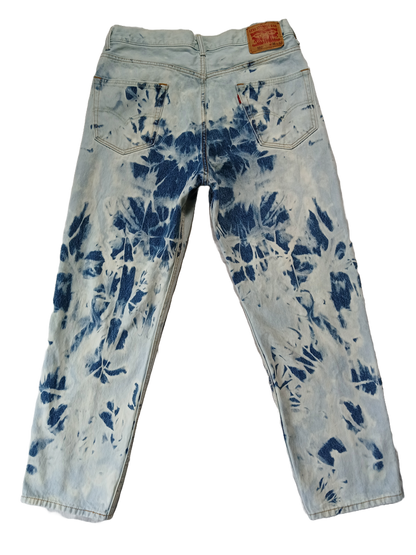 Upcycled Levi's 550 Bleached Denim Boyfriend Jeans