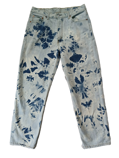 Upcycled Levi's 550 Bleached Denim Boyfriend Jeans