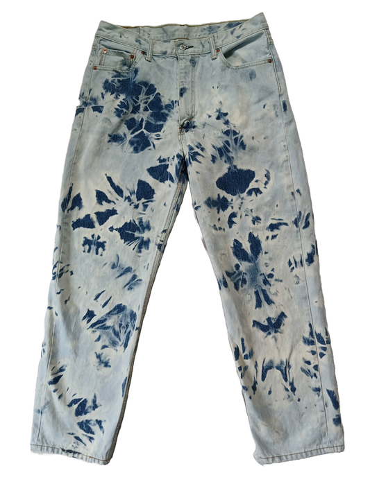 Upcycled Levi's 550 Bleached Denim Boyfriend Jeans