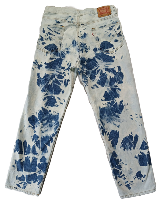 Upcycled Levi's 550 Bleached Denim Boyfriend Jeans