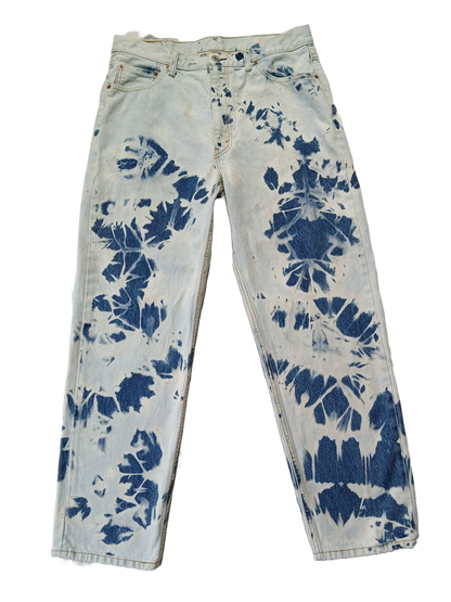 Upcycled Levi's 550 Bleached Denim Boyfriend Jeans