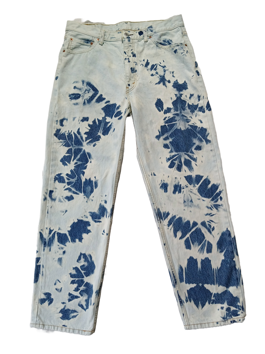 Upcycled Levi's 550 Bleached Denim Boyfriend Jeans