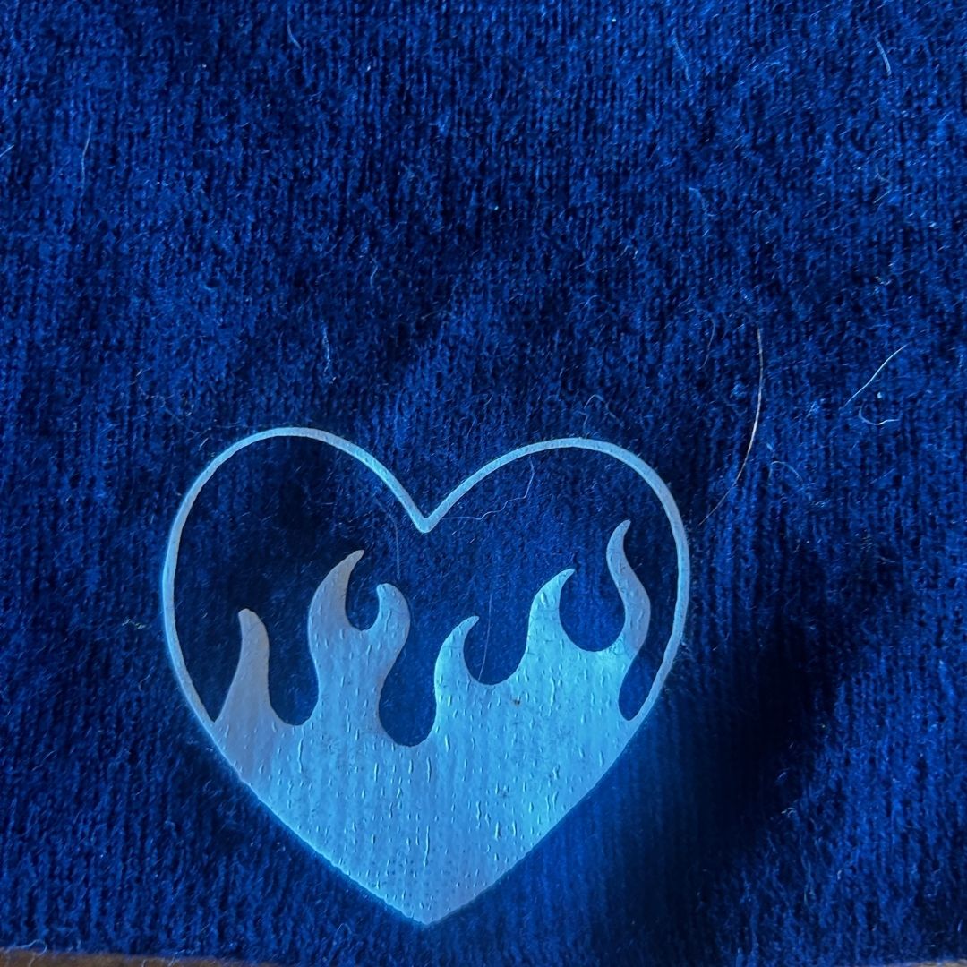 Love on Fire Blue Flaming Heart Beanie by The Modern Alien, photo 2