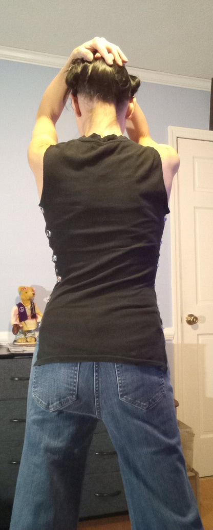 Upcycled Make Noise Safety Pin Shirt - S