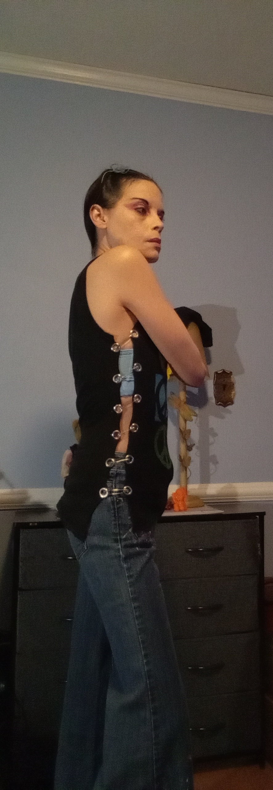 Upcycled Make Noise Safety Pin Shirt - S
