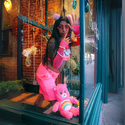 Pink Noise Neon Pink Shorts by The Modern Alien, photo 9