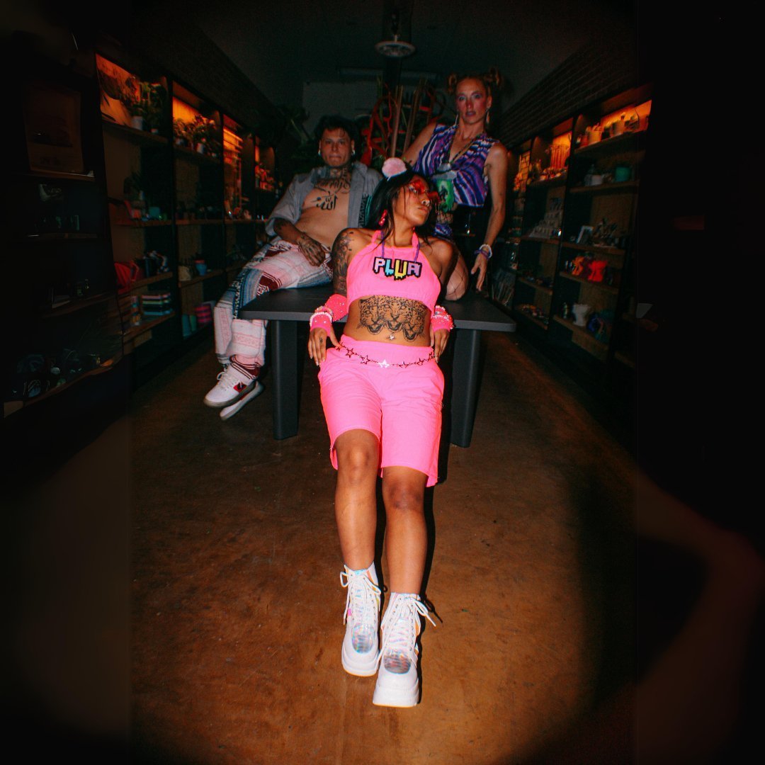 Pink Noise Neon Pink Shorts by The Modern Alien