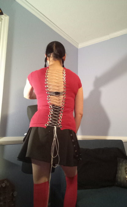 Upcycled Ninja Lace Up Shirt - XS