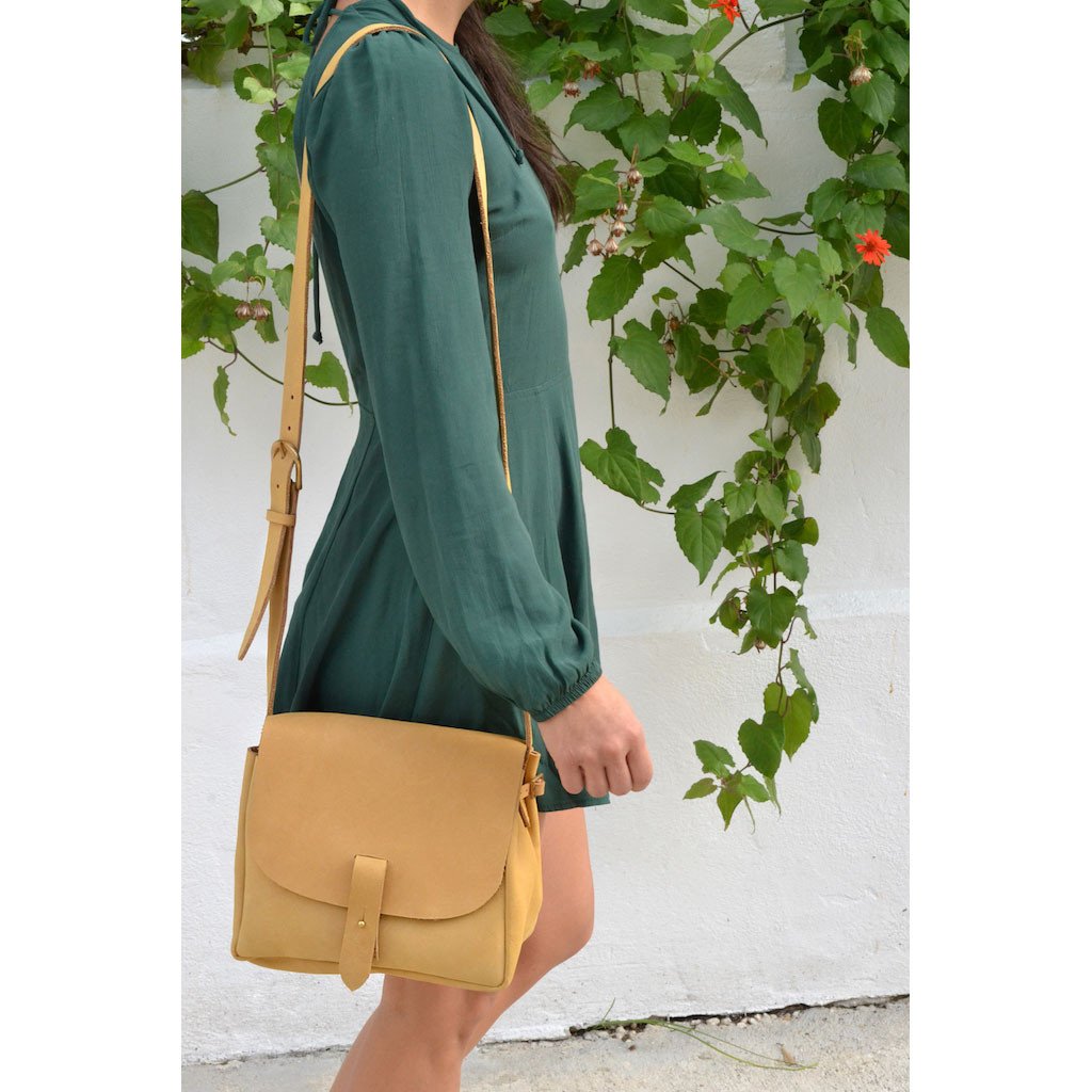 Nubuck Leather Bucket Bag Handcrafted Kenya Upcycled Neutral Everyday Tote