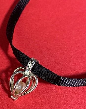 Pearl of My Heart Pendant on a black silk cord