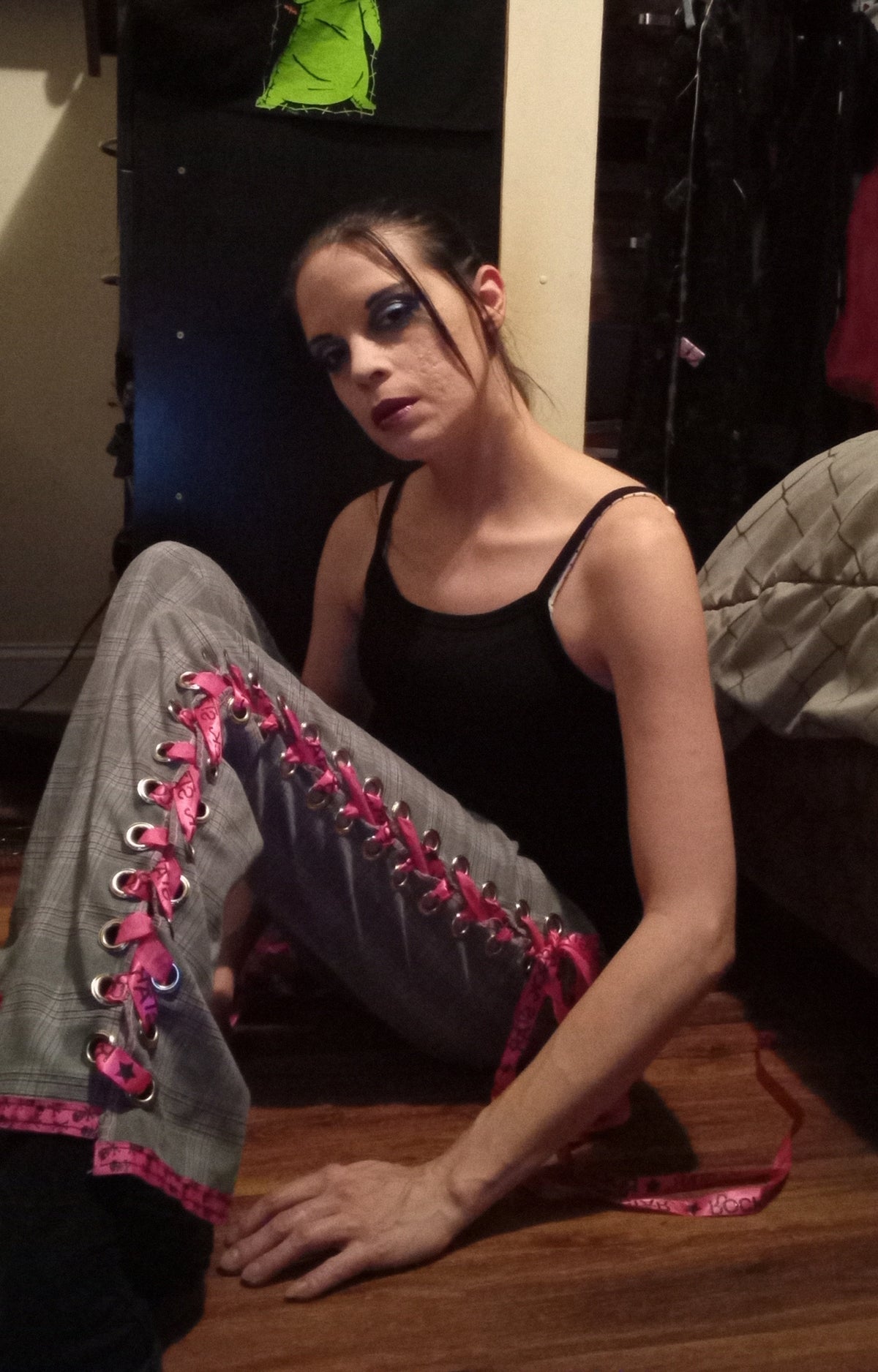 Upcycled Plaid Rock Star Lace Up Pants -