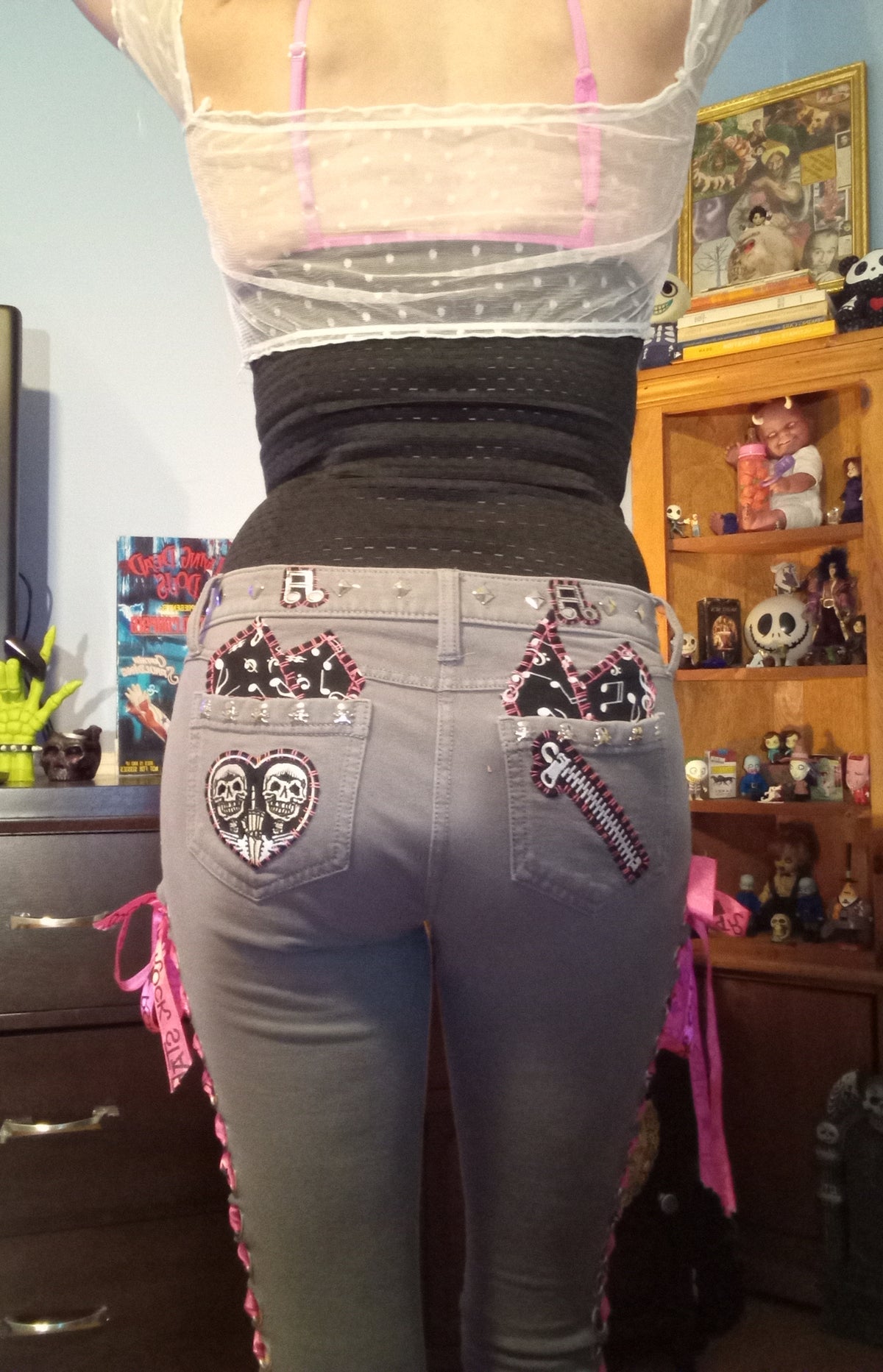 Upcycled Punk Rock Star Lace Up Pants - 3/29"