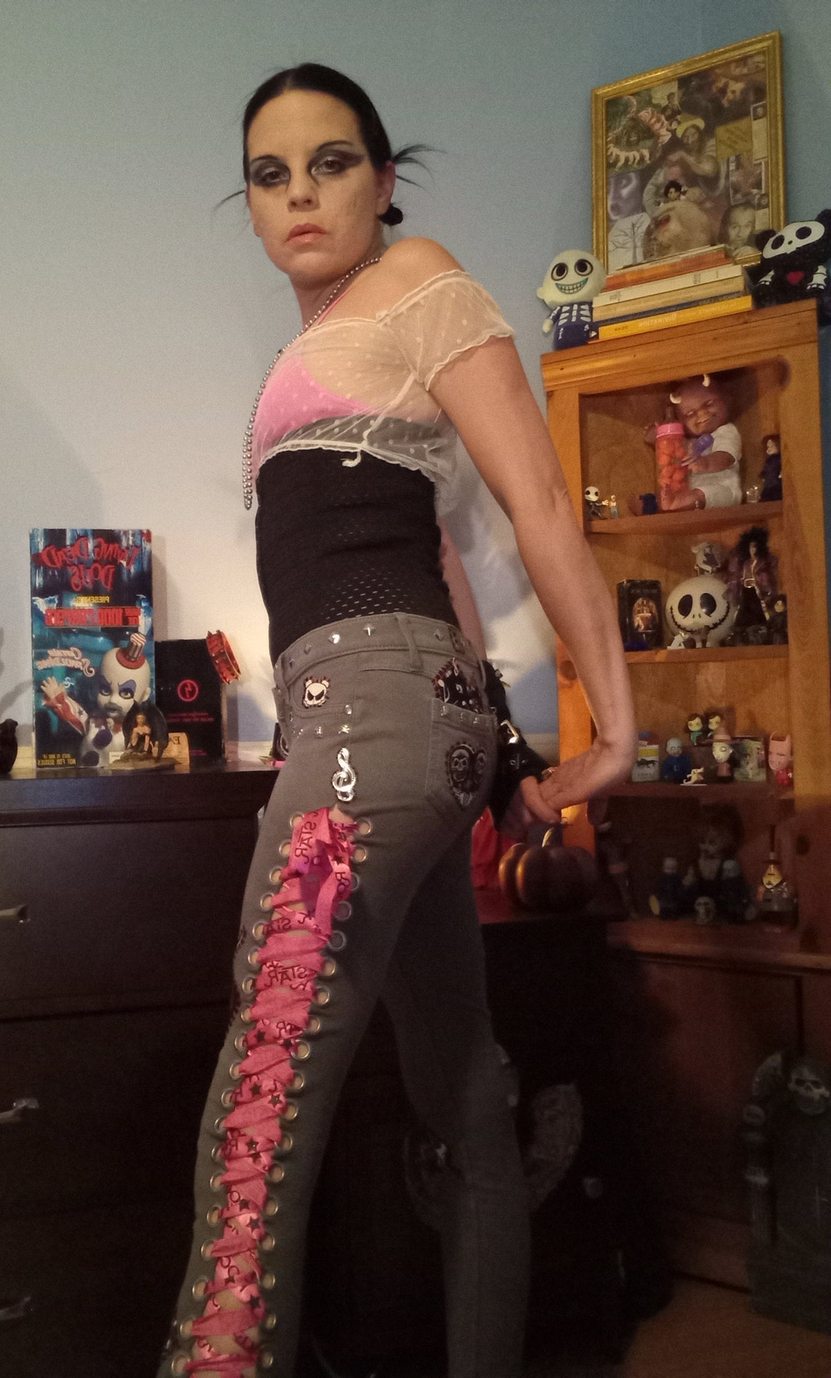 Upcycled Punk Rock Star Lace Up Pants - 3/29"