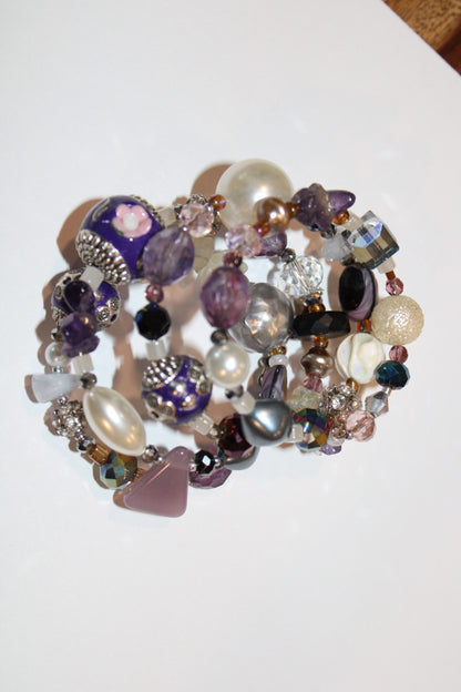 purple wrap around beaded bracelet