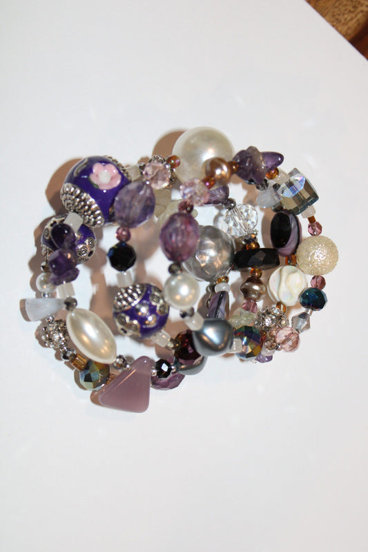 purple wrap around beaded bracelet
