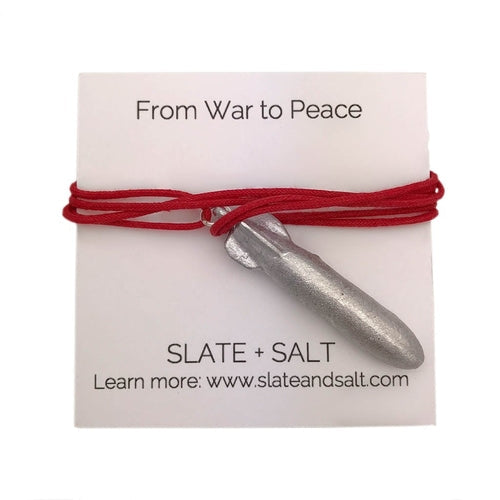 Recycled Bomb Pendant Necklace Upcycled Aluminum Peace Jewelry 1.9 In