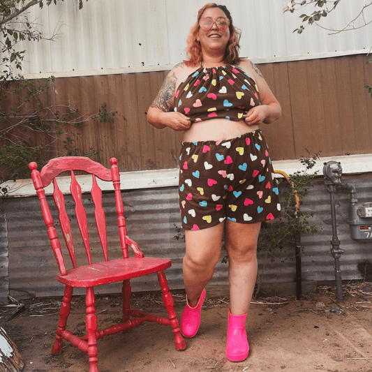Reworked Heart Print Halter Lounge Set by The Modern Alien
