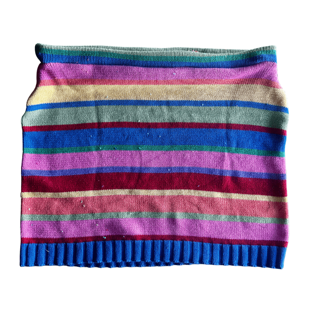 Reworked Striped Sweater Set – Upcycled Knit Bikini Top + Mini Skirt | One-of-a-Kind | Handmade in Arizona
