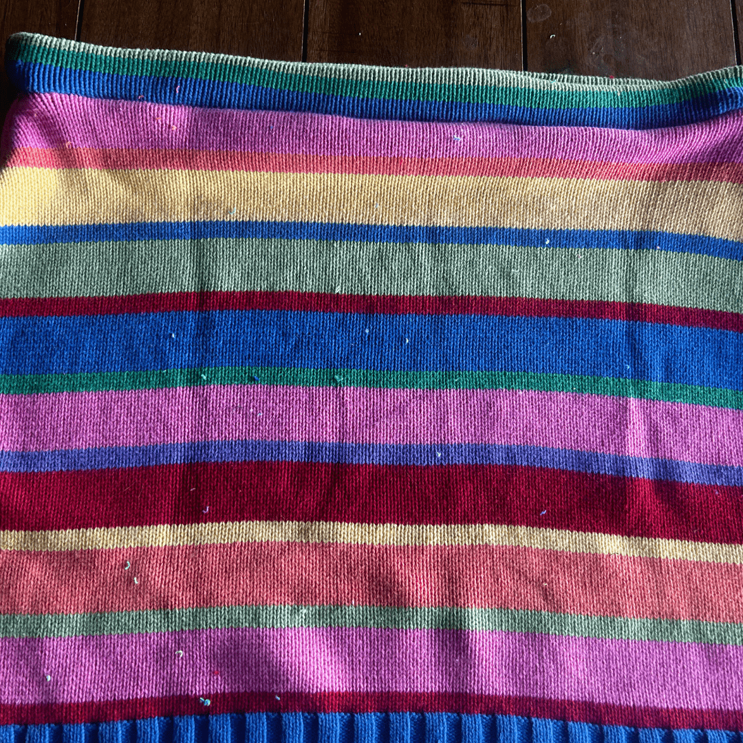 Reworked Striped Sweater Set – Upcycled Knit Bikini Top + Mini Skirt | One-of-a-Kind | Handmade in Arizona
