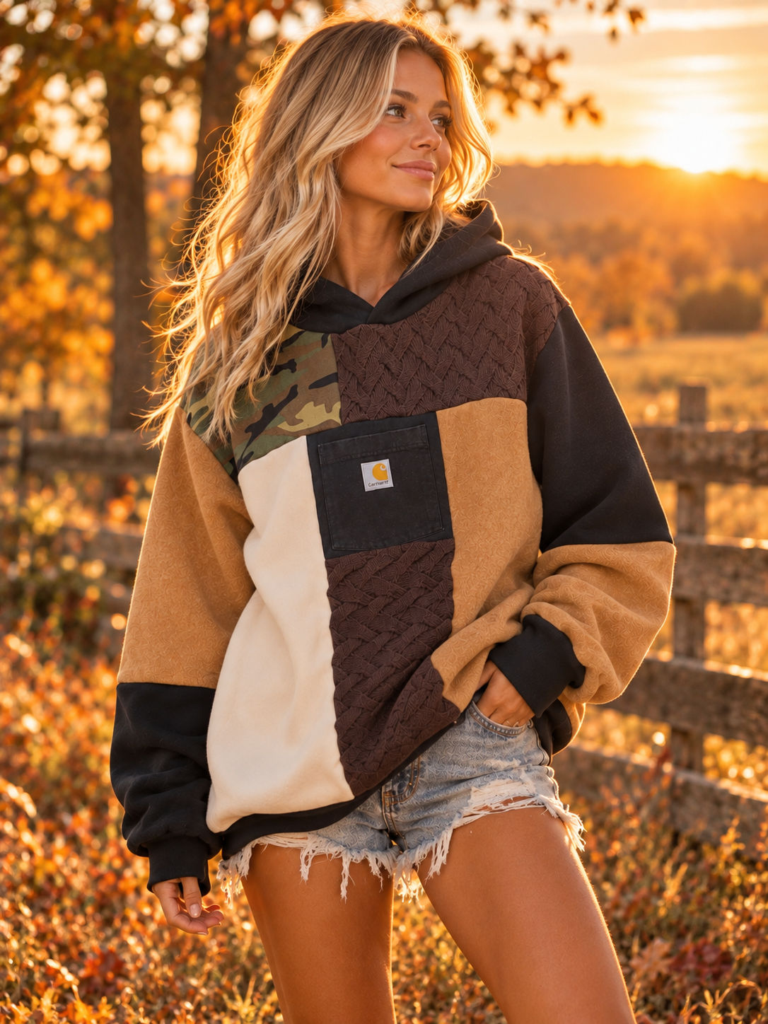 Upcycled Carhartt Patchwork Hoodie by Kristin Kale, photo 2