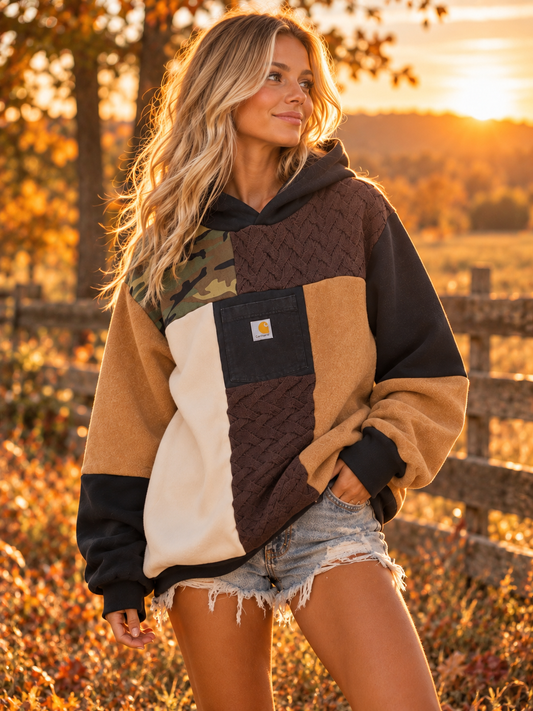 Upcycled Carhartt Patchwork Hoodie by Kristin Kale, photo 2
