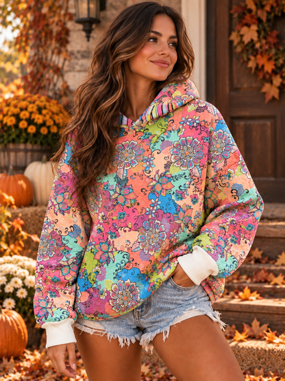 Upcycled Vintage Floral Quilt Hoodie by Kristin Kale, photo 2
