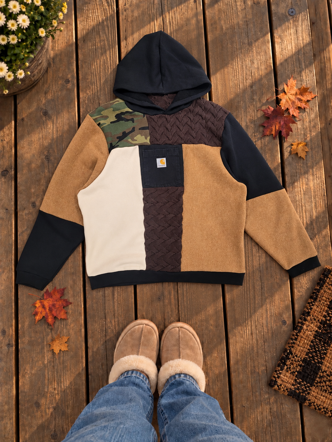 Upcycled Carhartt Patchwork Hoodie by Kristin Kale