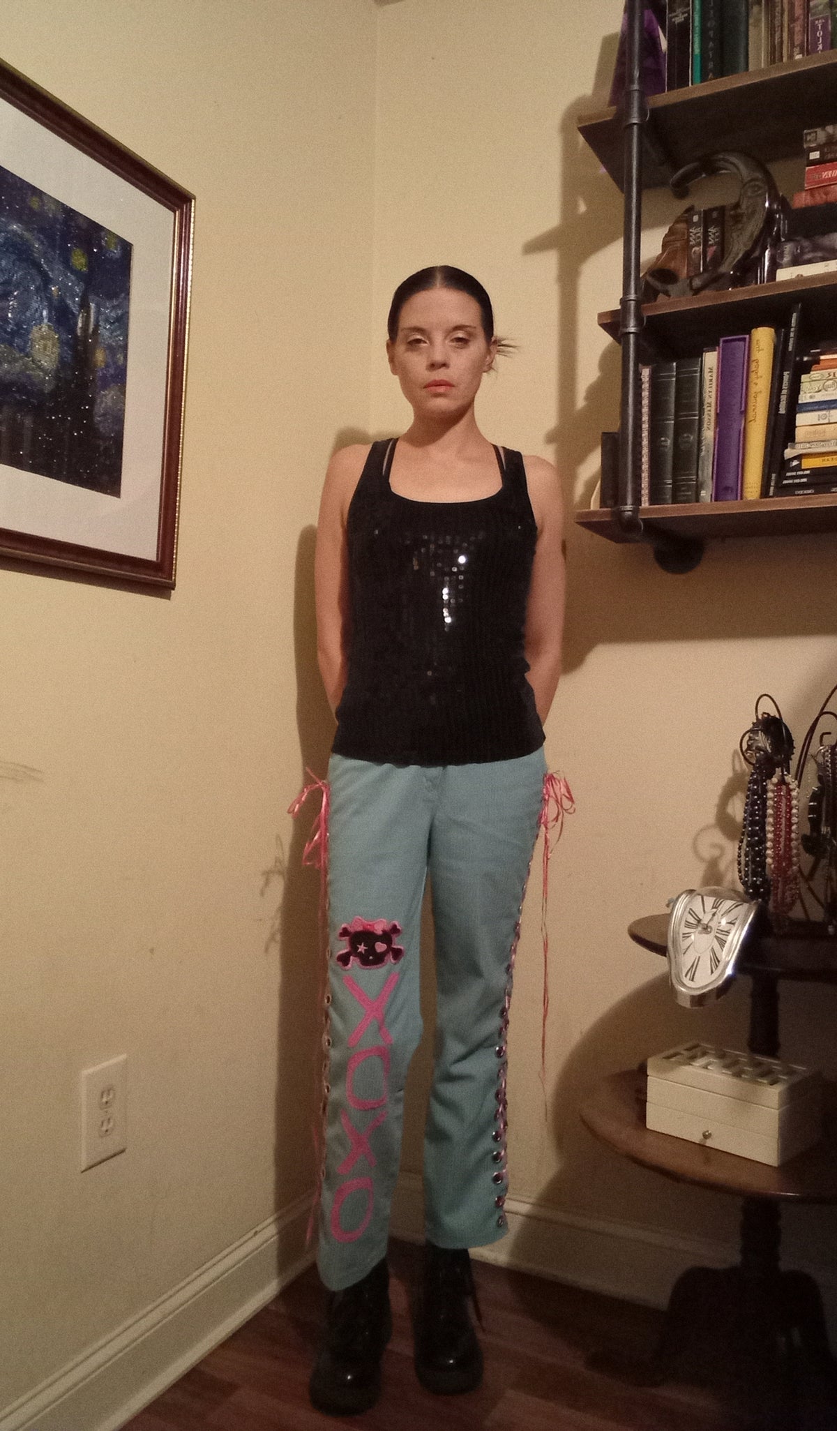 Upcycled Skull XO Lace Up Pants - 27"/27"