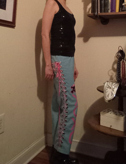 Upcycled Skull XO Lace Up Pants - 27"/27"