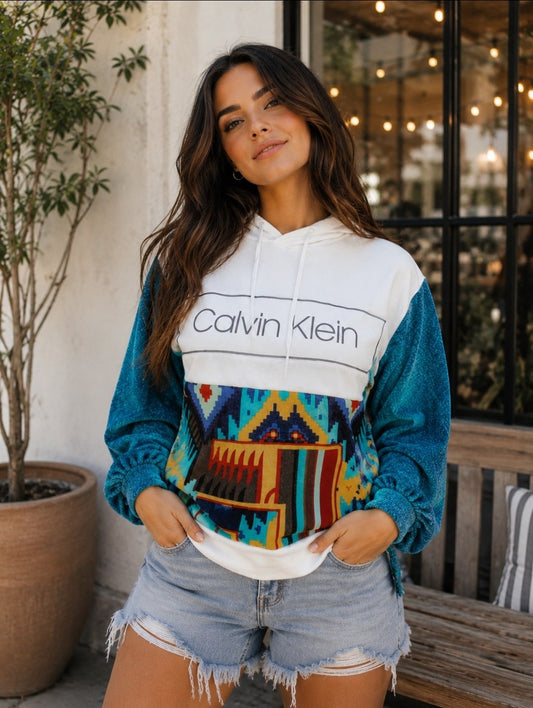 Upcycled Calvin Klein Patchwork Hoodie