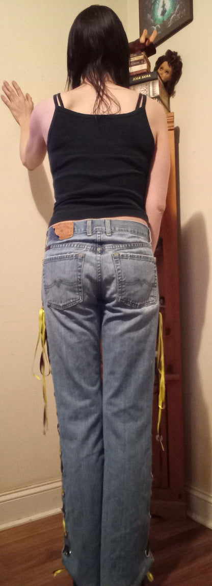 Upcycled Soundgarden Lace Up Jeans - 2/29"