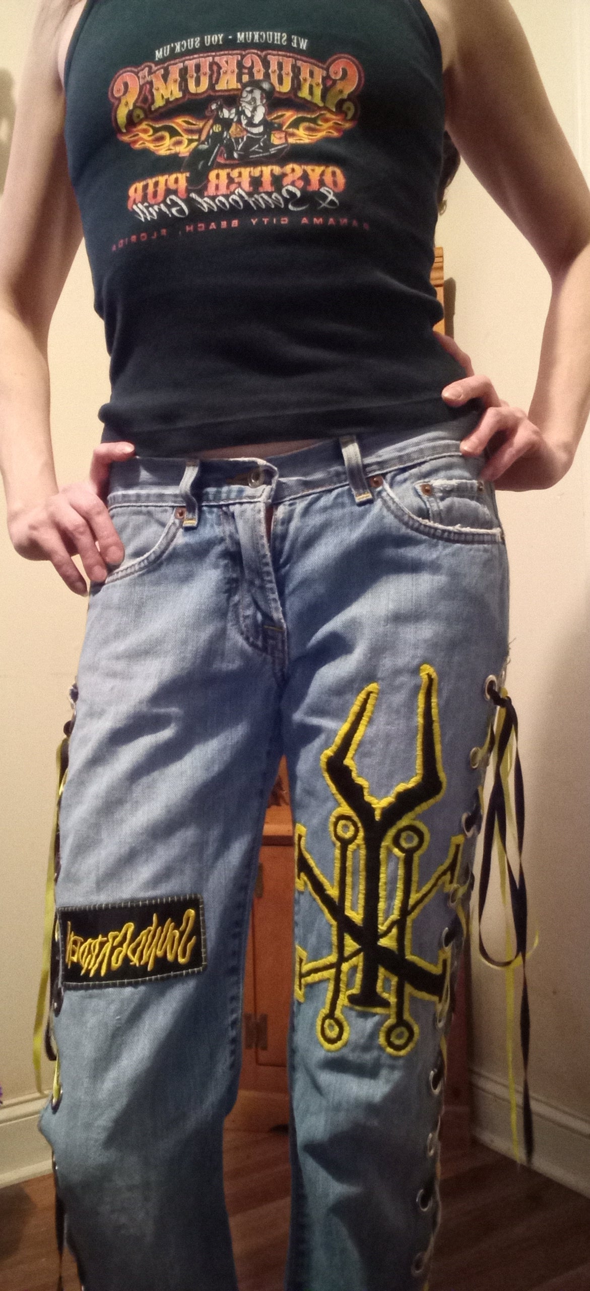 Upcycled Soundgarden Lace Up Jeans - 2/29"