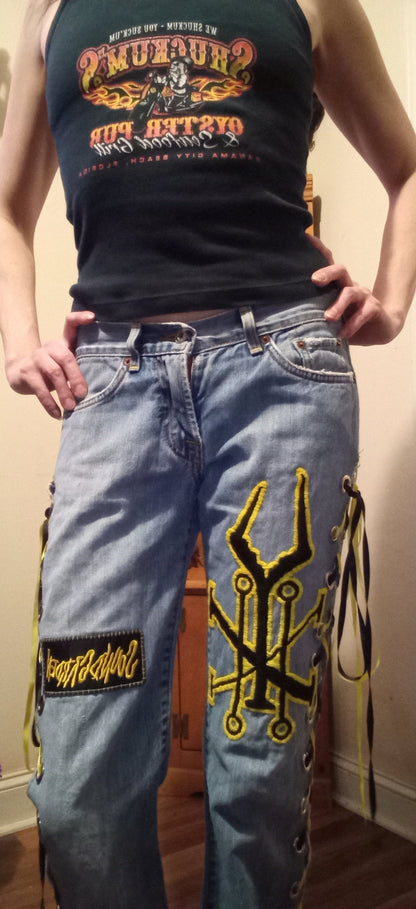 Upcycled Soundgarden Lace Up Jeans - 2/29"