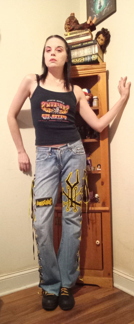 Upcycled Soundgarden Lace Up Jeans - 2/29"