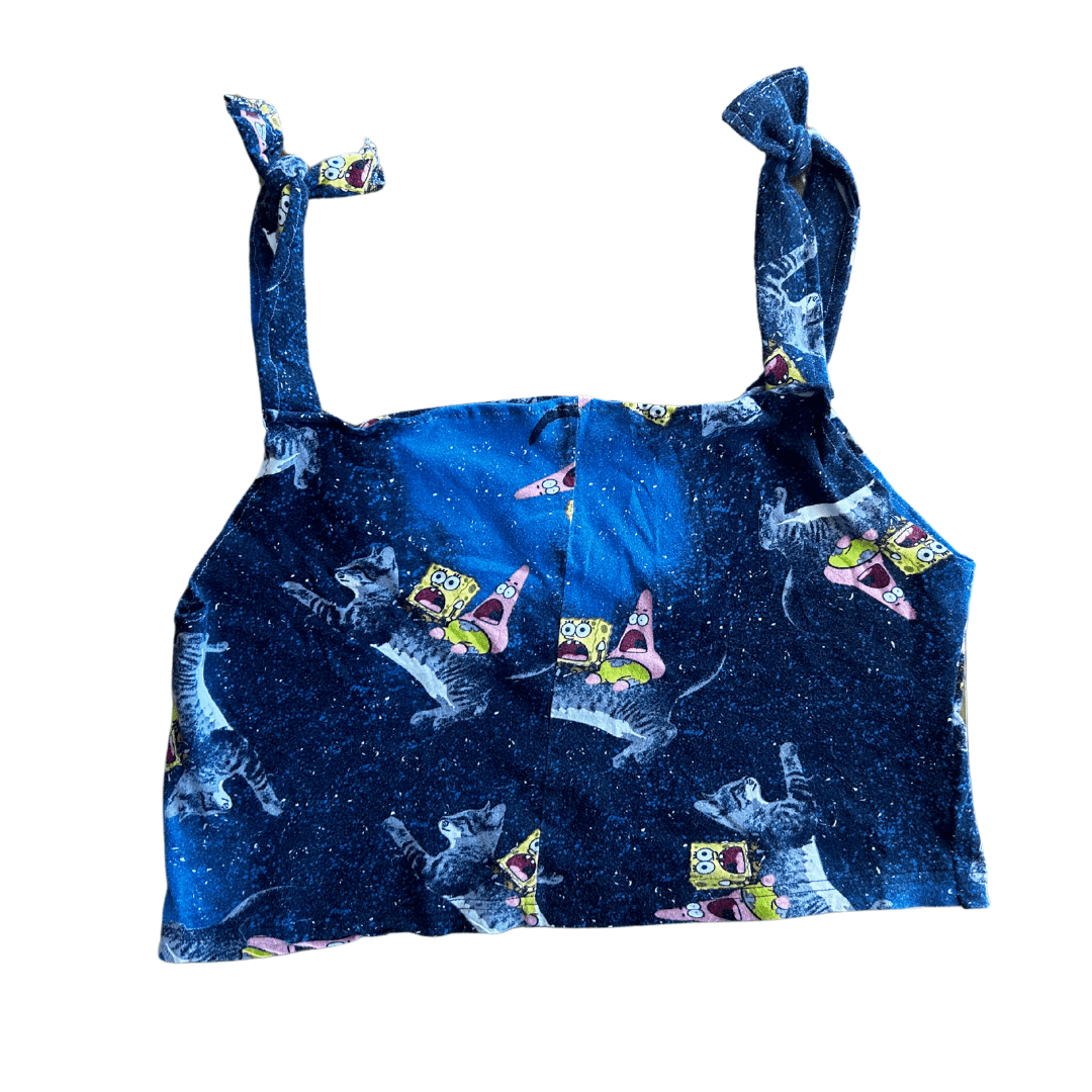 Space Sponge Crop Top & Ruffle Shorts Set – Handmade from Upcycled Pajamas