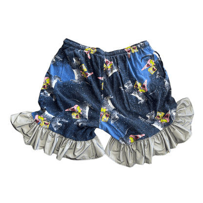Space Sponge Crop Top & Ruffle Shorts Set – Handmade from Upcycled Pajamas