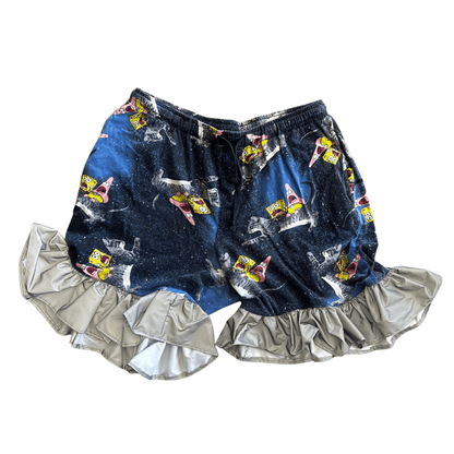 Space Sponge Crop Top & Ruffle Shorts Set – Handmade from Upcycled Pajamas