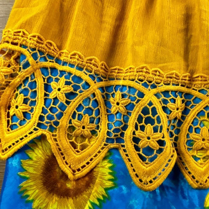 Sunflower Corset Midi Dress – Handmade & Upcycled