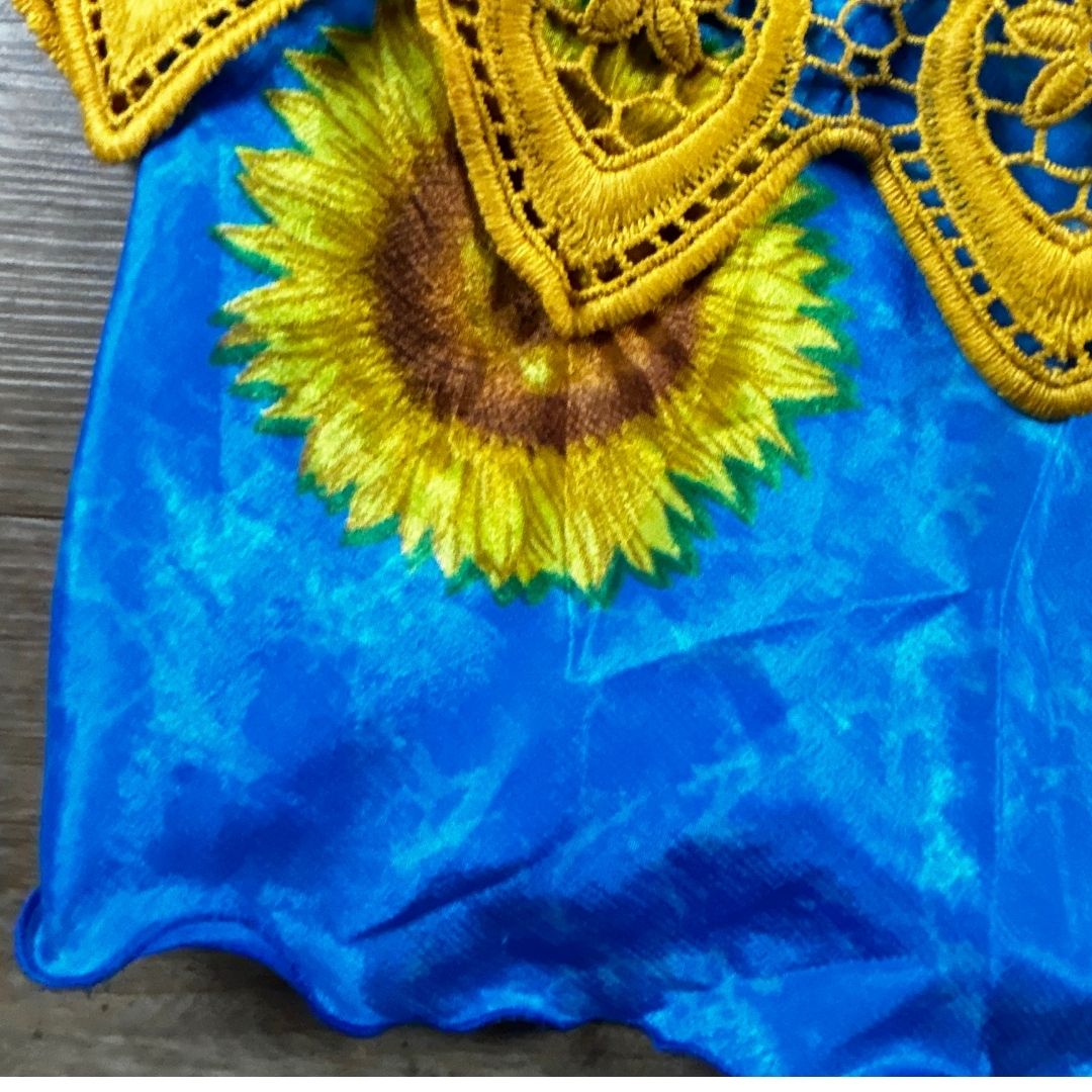 Sunflower Corset Midi Dress – Handmade & Upcycled
