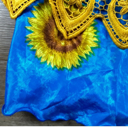 Sunflower Corset Midi Dress – Handmade & Upcycled
