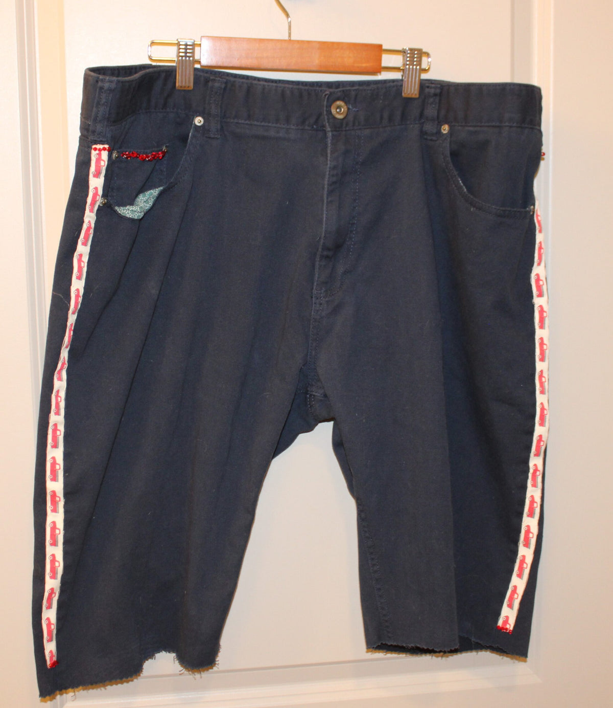 Men's Denim cut off shorts on hanger
