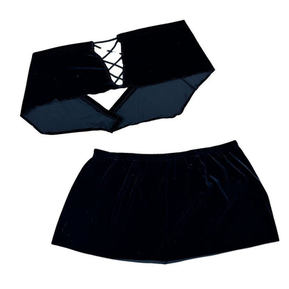 Velvet Vice Black Velvet Skirt Set by The Modern Alien, photo 2
