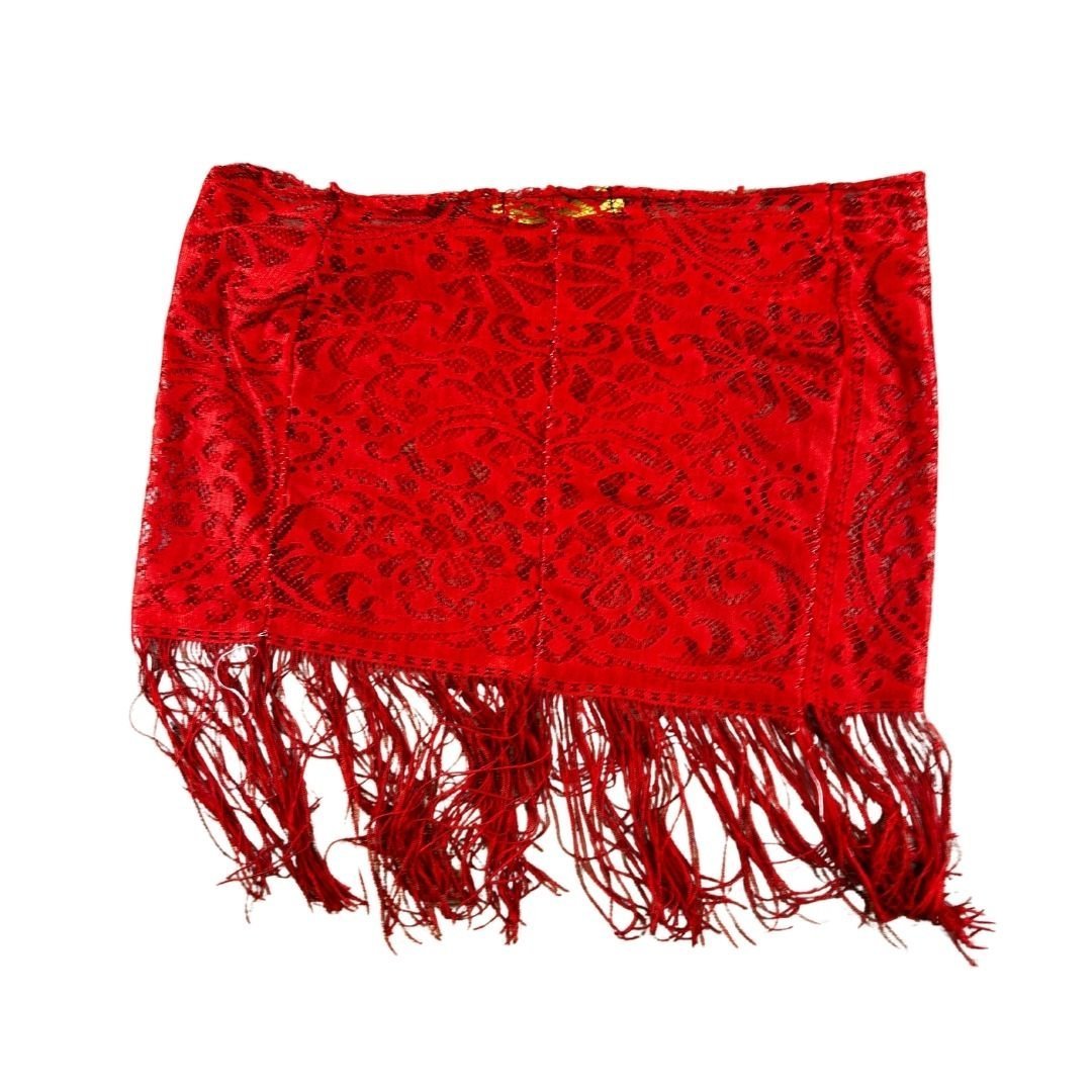 Western Desert Vest Crop Top & Lace Fringe Mini Skirt – Handmade & Upcycled