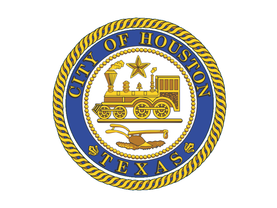 the city of houston seal on a black background.