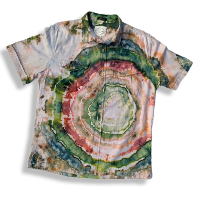 a colorful shirt with a circular design on it.
